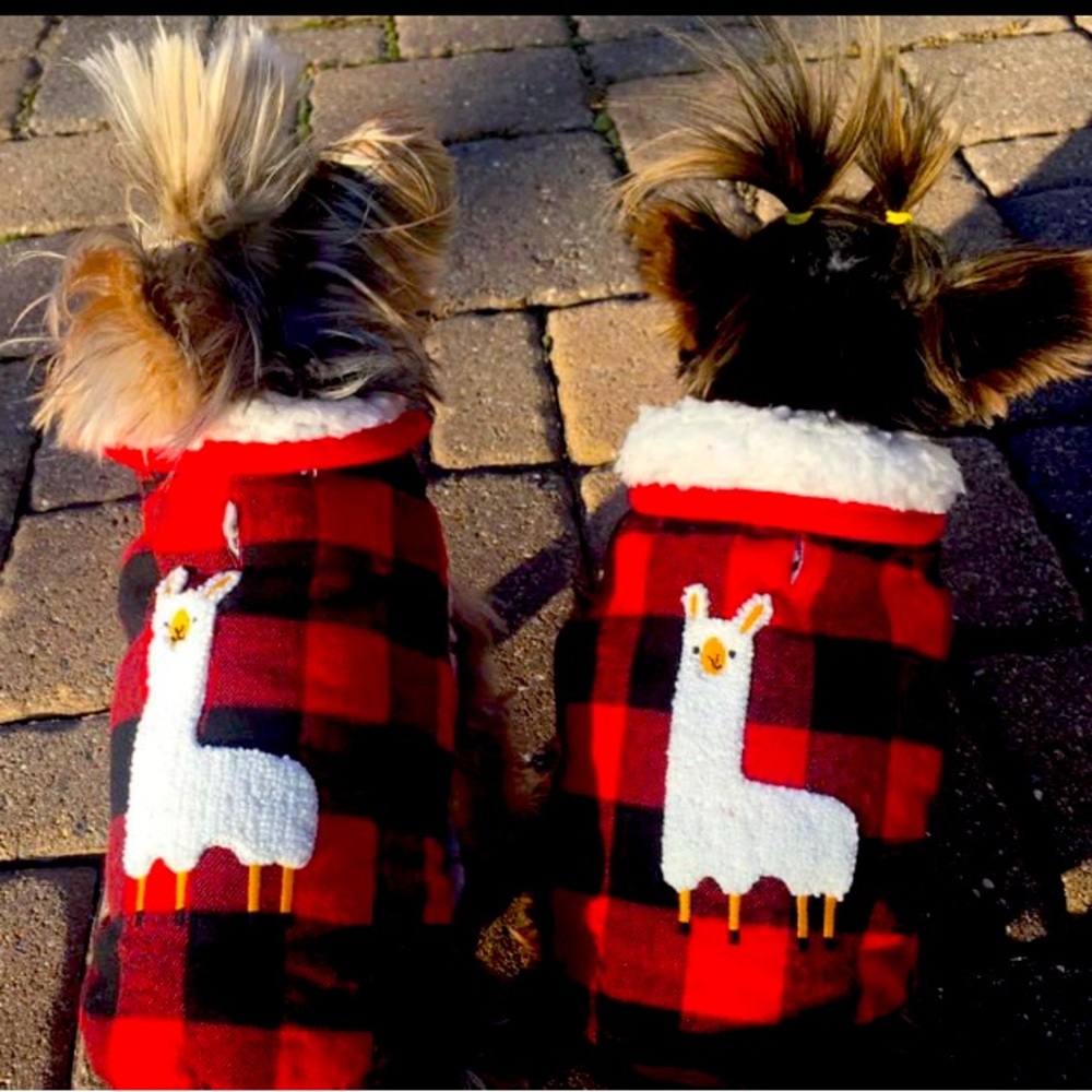 Dog plaid lama coats both are XS.